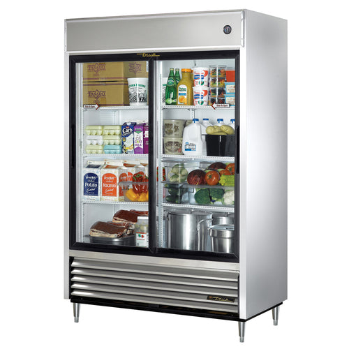 True TSD-47G-HC-LD 54 1/8" 2 Section Glass Door Reach-In Refrigerator