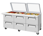 Turbo Air TST-72SD-30-D6-N-GL 72 5/8" 6 Drawer 30 Pan Mega Top Sandwich / Salad Prep Table