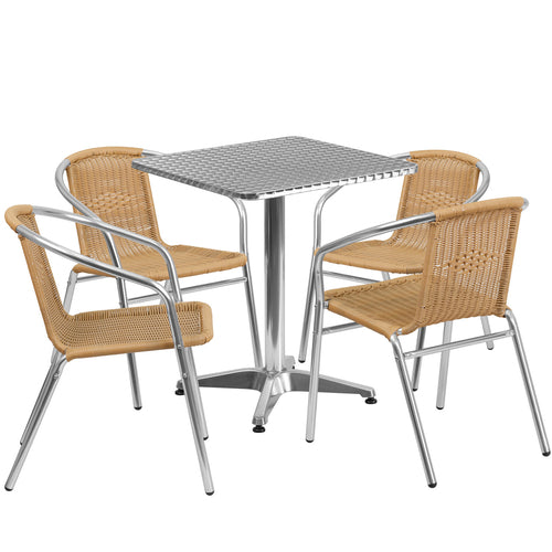 Flash Furniture TLH-ALUM-24SQ-020BGECHR4-GG Patio Dining Set