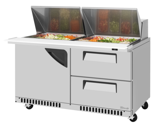 Turbo Air TST-60SD-24-D2R(L)-FB-N 60 1/4" 1 Door 24 Pan Mega Top Sandwich / Salad Prep Table