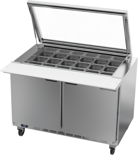 Beverage-Air SPE48HC-18M-STL 48" 2 Doors 18 Pan Mega Top Sandwich / Salad Prep Table