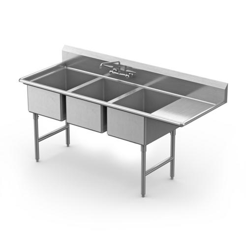 Winholt WS3T1824RD24-14DP-14GA 84 1/2" Compartment Sink