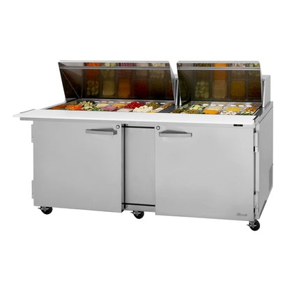 Turbo Air PST-72-30-N 72 5/8" 2 Doors 30 Pan Mega Top Sandwich / Salad Prep Table