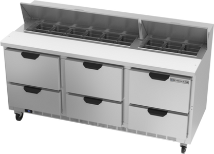 Beverage-Air SPED72HC-18-6 72" 6 Drawer 19 Pan Sandwich / Salad Prep Table