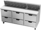Beverage-Air SPED72HC-18-6 72" 6 Drawer 19 Pan Sandwich / Salad Prep Table