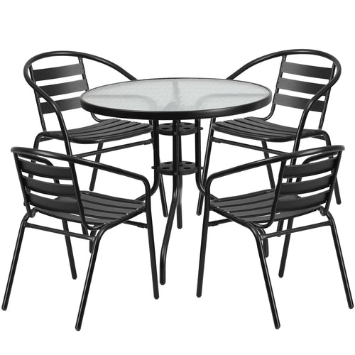 Flash Furniture TLH-072RD-017CBK4-GG Patio Dining Set
