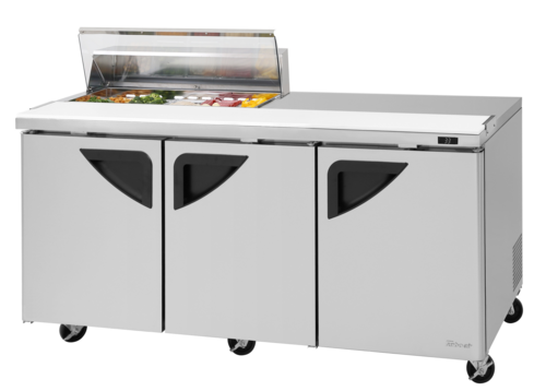 Turbo Air TST-72SD-10S-N-CL 72 5/8" 3 Doors 12 Pan Sandwich / Salad Prep Table