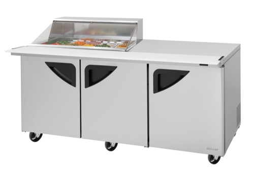 Turbo Air TST-72SD-15M-N-CL 72 5/8" 3 Doors 15 Pan Mega Top Sandwich / Salad Prep Table