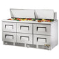 True TFP-72-30M-D-6-HC 72 1/8" 6 Drawer 30 Pan Mega Top Sandwich / Salad Prep Table