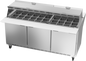 Beverage-Air SPE72HC-30M-DS 72" 3 Doors 30 Pan Mega Top Sandwich / Salad Prep Table