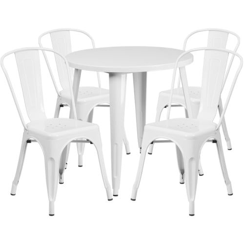 Flash Furniture CH-51090TH-4-18CAFE-WH-GG Patio Dining Set