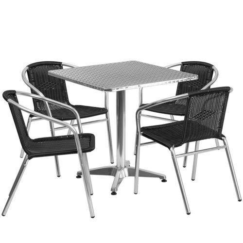 Flash Furniture TLH-ALUM-28SQ-020BKCHR4-GG Patio Dining Set