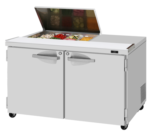 Turbo Air PST-48-08S-N-FL 48 1/4" 2 Doors 9 Pan Sandwich / Salad Prep Table