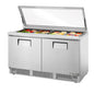 True TFP-64-24M-HC~FGLID 64 1/8" 2 Doors 24 Pan Mega Top Sandwich / Salad Prep Table