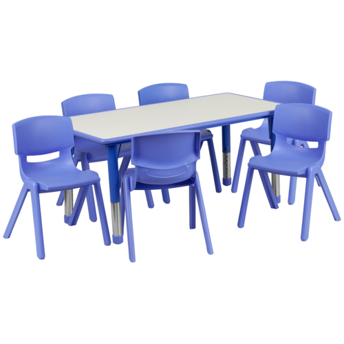 Flash Furniture YU-YCY-060-0036-RECT-TBL-BLUE-GG 23 5/8" Dining Set