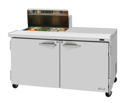 Turbo Air PST-60-08S-N(-LW) 60 1/4" 2 Doors 9 Pan Sandwich / Salad Prep Table