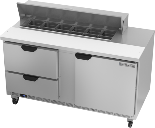 Beverage-Air SPED60HC-12-2 60" 1 Door 12 Pan Sandwich / Salad Prep Table