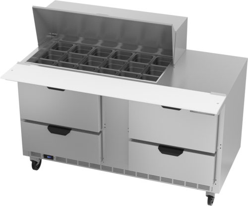 Beverage-Air SPED60HC-18M-4 60" 4 Drawer 18 Pan Mega Top Sandwich / Salad Prep Table