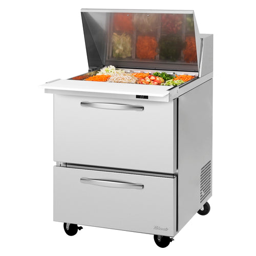 Turbo Air PST-28-12-D2-N 27 1/2" 2 Drawer 12 Pan Mega Top Sandwich / Salad Prep Table