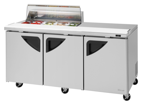 Turbo Air TST-72SD-08S-N-CL 72 5/8" 3 Doors 9 Pan Sandwich / Salad Prep Table