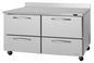 Turbo Air PWR-60-D4-N 60 1/4" 4 Drawer Worktop Refrigerator