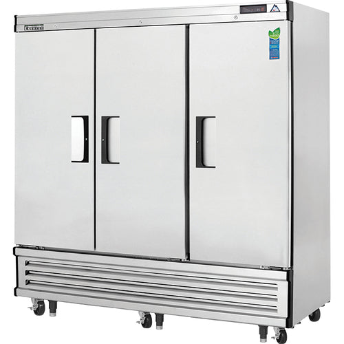 Everest EBF3 74 3/4" 3 Section Solid Door Reach-In Freezer
