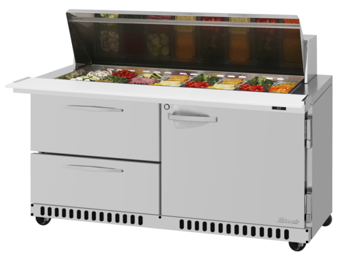 Turbo Air PST-60-24-D2R(L)-FB-N 60 1/4" 1 Door 24 Pan Mega Top Sandwich / Salad Prep Table