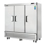 Everest EBR3 74 3/4" 3 Section Solid Door Reach-In Refrigerator