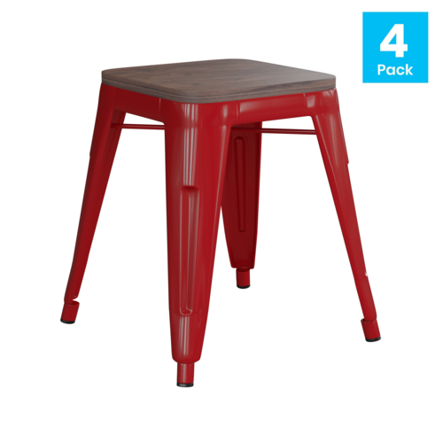 Flash Furniture ET-BT3503-18-RED-WD-GG 15 3/4" Barstool