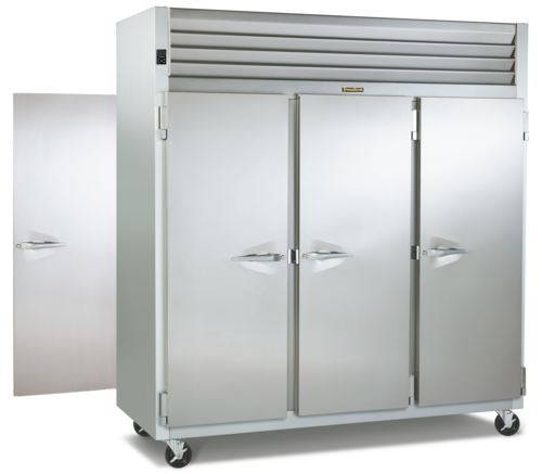 Traulsen RHT332WP-HHS 86 1/8" 3 Section Solid Door Pass-Thru Refrigerator