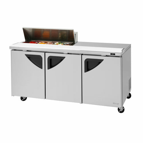 Turbo Air TST-72SD-10S-N(-LW) 72 5/8" 3 Doors 12 Pan Sandwich / Salad Prep Table