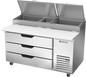 Beverage-Air DPD60HC-3 60" 3 Drawer Pizza Prep Table