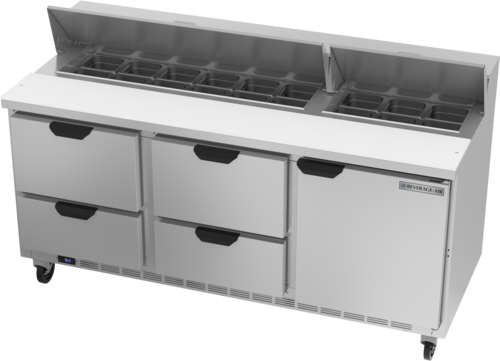 Beverage-Air SPED72HC-18-4 72" 1 Door 19 Pan Sandwich / Salad Prep Table