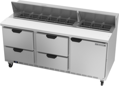 Beverage-Air SPED72HC-18-4 72" 1 Door 19 Pan Sandwich / Salad Prep Table