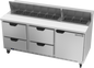 Beverage-Air SPED72HC-18-4 72" 1 Door 19 Pan Sandwich / Salad Prep Table