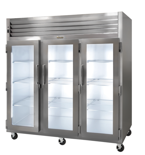 Traulsen G32010M 76 1/4" 3 Section Glass Door Reach-In Refrigerator