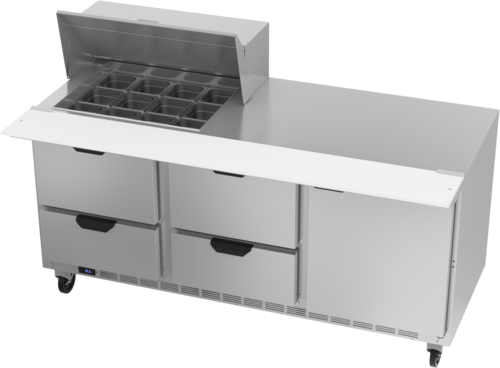 Beverage-Air SPED72HC-12M-4 72" 1 Door 12 Pan Mega Top Sandwich / Salad Prep Table