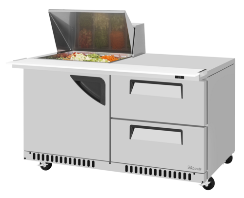 Turbo Air TST-60SD-12M-D2R(L)-FB-N(-LW) 60 1/4" 1 Door 12 Pan Mega Top Sandwich / Salad Prep Table