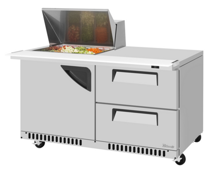 Turbo Air TST-60SD-12M-D2R(L)-FB-N(-LW) 60 1/4" 1 Door 12 Pan Mega Top Sandwich / Salad Prep Table