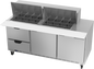 Beverage-Air SPED72HC-24M-2 72" 2 Doors 24 Pan Mega Top Sandwich / Salad Prep Table