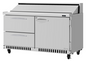 Turbo Air PST-60-D2R(L)-FB-N 60 1/4" 1 Door 16 Pan Sandwich / Salad Prep Table