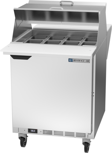 Beverage-Air SPE27HC-12M-B-DS 27" 1 Door 12 Pan Mega Top Sandwich / Salad Prep Table
