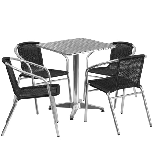Flash Furniture TLH-ALUM-24SQ-020BKCHR4-GG Patio Dining Set