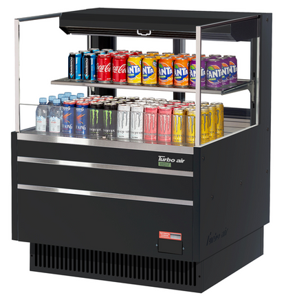 Turbo Air TOM-36L-UFD-W(B)-2S-N 34 3/4" Open Air Merchandiser