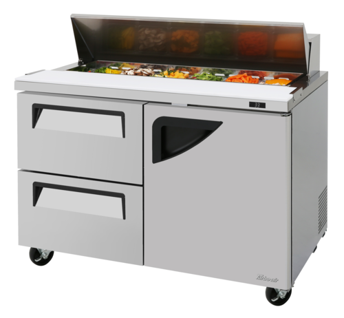 Turbo Air TST-48SD-D2R-N 48 1/4" 1 Door 12 Pan Sandwich / Salad Prep Table