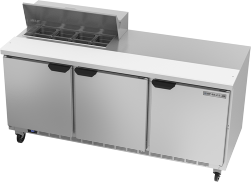 Beverage-Air SPE72HC-08 72" 3 Doors 9 Pan Sandwich / Salad Prep Table