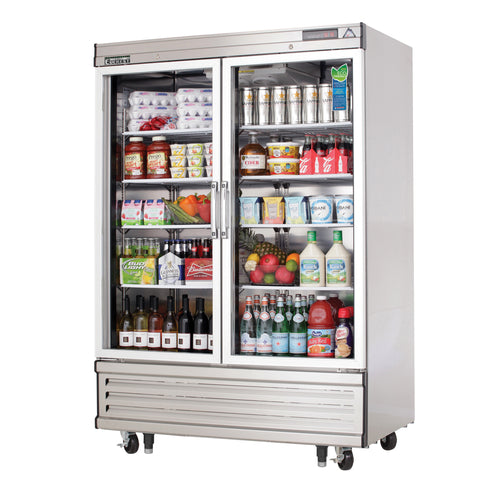 Everest EBGR2 54 1/8" 2 Section Glass Door Reach-In Refrigerator