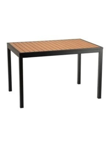 Florida Seating TEAK INLAY36X70 BLK-TFT 70" Patio Table