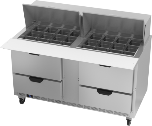 Beverage-Air SPED60HC-24M-4 60" 4 Drawer 24 Pan Mega Top Sandwich / Salad Prep Table