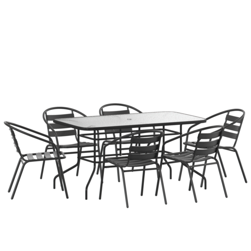 Flash Furniture TLH-089REC-017CBK6-GG 31 1/2" Patio Dining Set